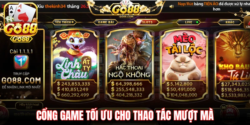 Cổng game tối ưu cho thao tác mượt mà