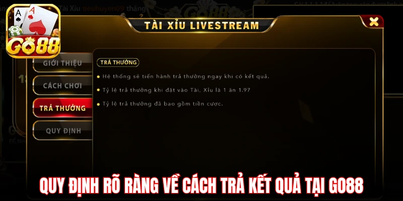 Quy định rõ ràng về cách trả kết quả tại Go88